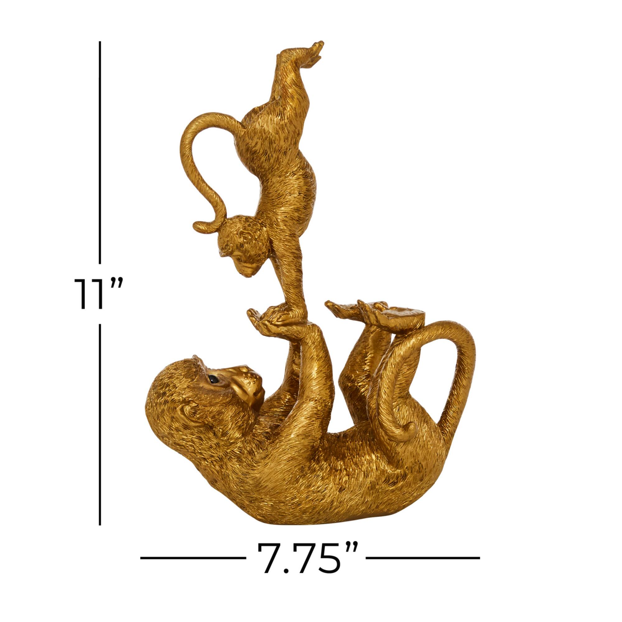 11" Gold Eclectic Monkey Sculpture